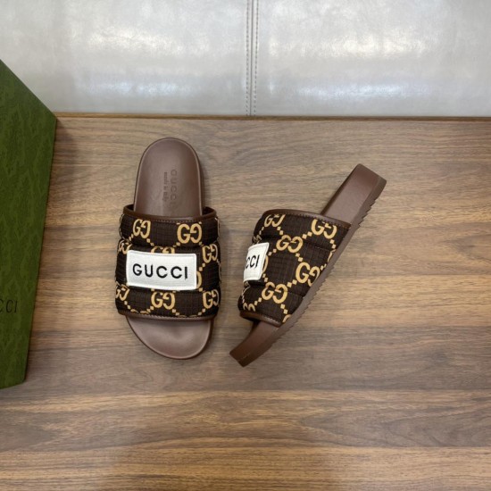 Replica Mens Gg Slide Sandals In Brown - Gcs30 Uk