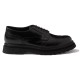 Side view of black Prada Men's Brushed Leather Derby Brogue Shoes Side profile of black Prada Men's Brushed Leather Derby Brogue Shoes showing the chunky sole