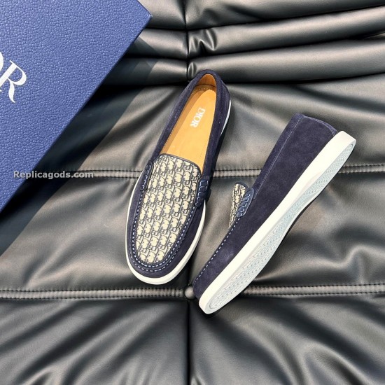 Replica GRANVILLE LOAFERS NAVY BLUE SUEDE WITH BEIGE AND BLACK OBLIQUE JACQUARD - CD218 UK replica GRANVILLE LOAFERS NAVY BLUE SUEDE WITH BEIGE AND BLACK OBLIQUE JACQUARD - CD218 UK