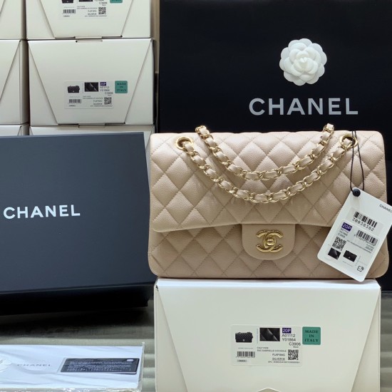 Replica Chanel Medium Classic Handbag In Beige Grained Calfskin And Gold-Tone Metal Uk - 13006 - Buddha Luxury
