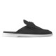 Side profile view of L Men's Estate Open Back Leather Loafers in black with white sole