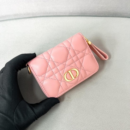 Replica Dior Women Wallets Caro Scarlet Wallet Antique Pink Supple Cannage Calfskin Uk