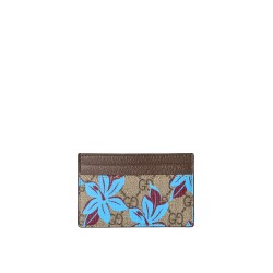 GG PRINTED CARD CASE WALLET IN BEIGE UK
