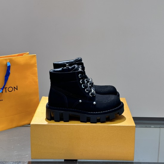 replica CHECKER ANKLE BOOTS IN BLACK - LV710 UK