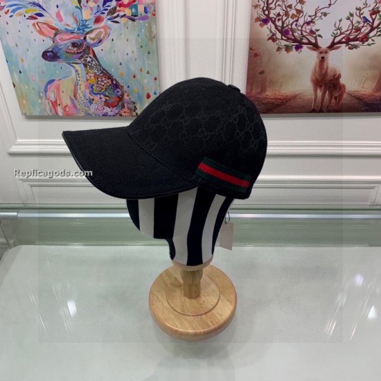 replica ORIGINAL GG CANVAS BASEBALL HAT WITH WEB IN BLACK UK