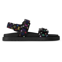 Takashi Murakami Bom Dia Flat Comfort Mules In Black - Lvs96 Uk