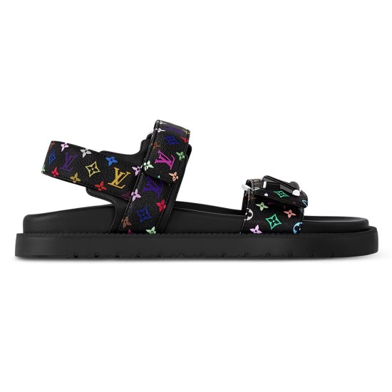 replica TAKASHI MURAKAMI BOM DIA FLAT COMFORT MULES IN BLACK - LVS96 UK