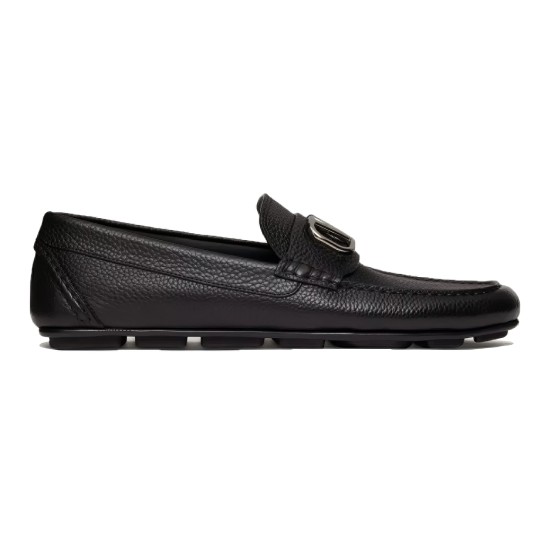 Replica Vlogo Signature Grainy Calfskin Driving Shoes In Black - Vl136 Uk - 11288 - Buddha Luxury