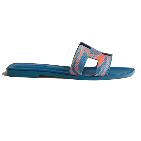 Replica Hermes 14903 HFR#8097 Buddha Luxury Replica Oran Sandals In Blue And Orange - Hs21 Uk - 14903 - Buddha Luxury