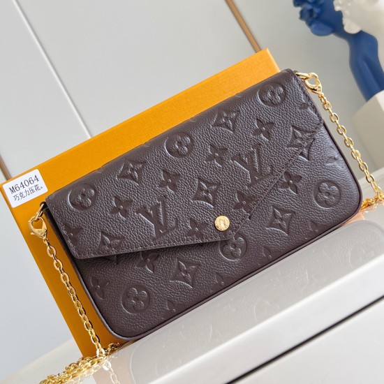 Replica F?Licie Pochette Bag Chocolate Brown Embossed Grained Cowhide Leather M14193 Uk - 13618 - Buddha Luxury