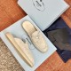 Prada Men's Suede Sabots Beige Mules Packaging View Prada Men's Suede Sabots Beige Mules displayed with box