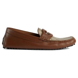 MEN'S INTERLOCKING G DRIVER BROWN LEATHER - GC394 UK