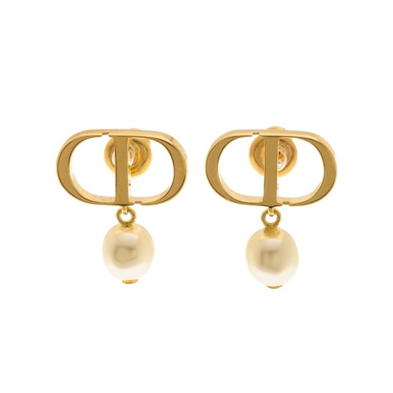 replica CD LOGO PEARL EARRINGS IN GOLD UK
