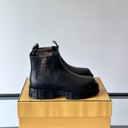 FORCE CHELSEA BOOTS BROWN FF JACQUARD AND BLACK LEATHER CHELSEA BOOTS - FD155 UK