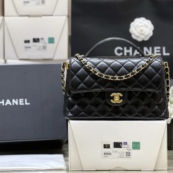 25P TOP HANDLE FLAP BAG SHINY LAMBSKIN BLACK AS5356 UK 25P TOP HANDLE FLAP BAG SHINY LAMBSKIN BLACK AS5356 UK