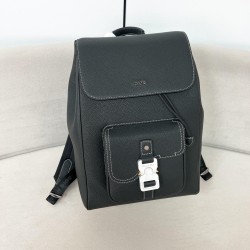 SADDLE BACKPACK BLACK GRAINED CALFSKIN WITH CONTRASTING TOPSTITCHING UK