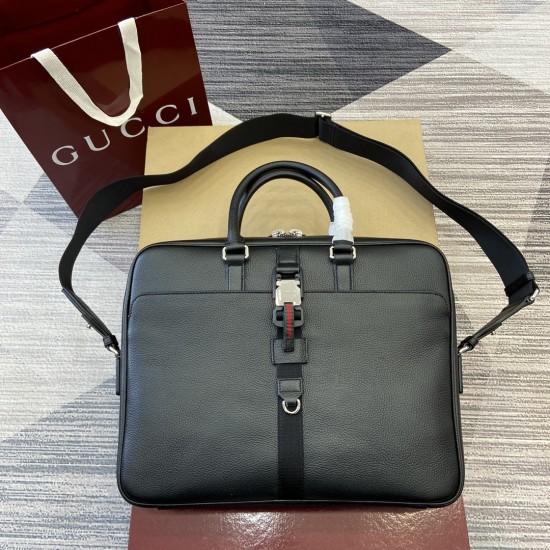 replica MEDIUM BRIEFCASE WITH WEB IN BLACK UK