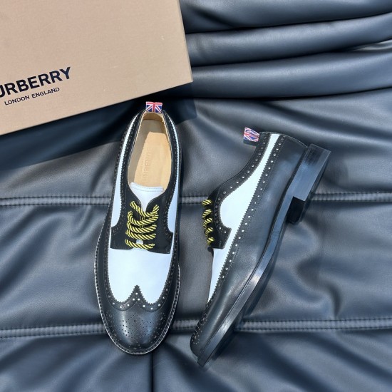 replica BROGUE LEATHER LACE-UP SHOES IN BLACK AND WHITE - BBR105 UK