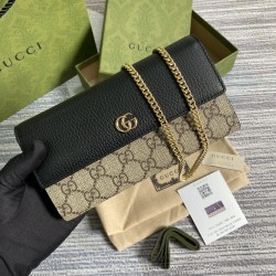 GG MARMONT CHAIN WALLET BLACK LEATHER UK GG MARMONT CHAIN WALLET BLACK LEATHER UK