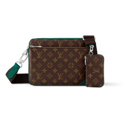 Trio Messenger Bag Borneo Green Monogram Macassar M12766 Uk