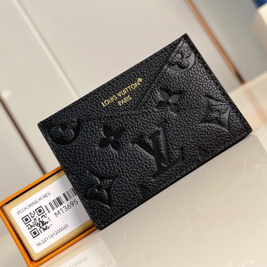 replica CRISS-CROSS CARD HOLDER BLACK GRAINED COWHIDE LEATHER M13695 UK