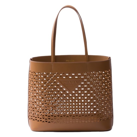 Replica Prada 14185 PFR#13149 Buddha Luxury Replica Large Perforated Leather Tote Bag In Brown Uk - 14185 - Buddha Luxury