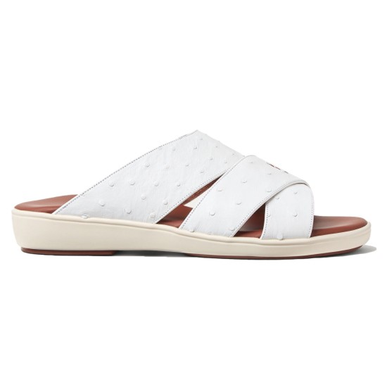Replica Loro Piana 11753 LFR#16031 Buddha Luxury Replica Palm Walk Sandals White Ostrich Leather Uk - 11753 - Buddha Luxury