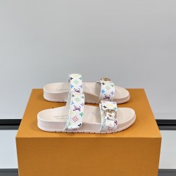 Takashi Murakami Bom Dia Flat Comfort Mules In White - Lvs95 Uk