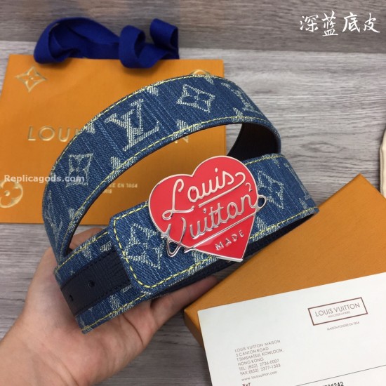 replica DENIM 40MM REVERSIBLE BELT MONOGRAM DENIM RECTO SIDE - B192 UK