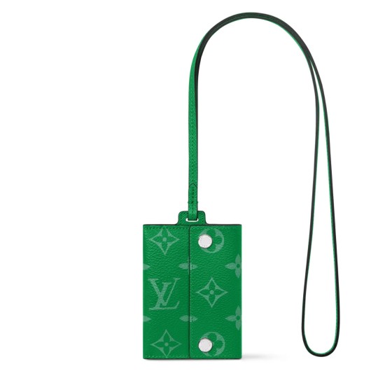 replica CARD HOLDER NECKLACE CACTUS GREEN TAIGA COWHIDE LEATHER M83153 UK