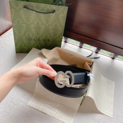 Gg Buckle Wide Belt Black Leather - B333 Uk Gg Buckle Wide Belt Black Leather - B333 Uk