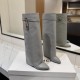 replica SHARK LOCK BOOTS IN LEATHER IN GREY - GVC148 UK