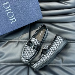 GRANVILLE LOAFERS BEIGE AND BLACK OBLIQUE JACQUARD - CD233 UK