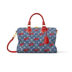 X Tm Speedy Soft 30 Bag Monogram Jeans With Cherries N87627 Uk
