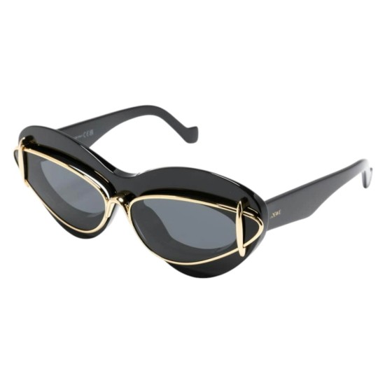 replica CATEYE DOUBLE FRAME SUNGLASSES SHINY BLACK/SMOKE LW40119I - SG229 UK