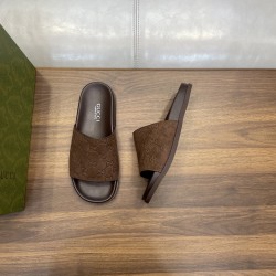 Gucci Men's Brown Suede Slide Sandals
