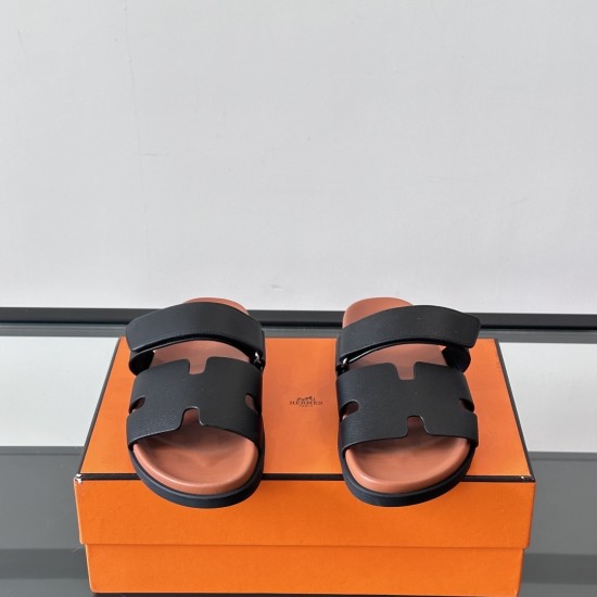 Replica Hermes 11729 HFR#17256 Buddha Luxury Replica Chypre Sandals In Black - Hs115 Uk - 11729 - Buddha Luxury