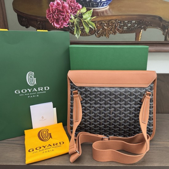 replica COURSIER MESSENGER BAG IN BLACK AND TAN UK