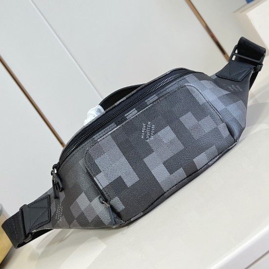 replica RUSH BUMBAG BLACK DAMOFLAGE BLACK COATED CANVAS M14920 UK
