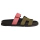 Hermes Chypre Suede Sandal Side Profile in Pink and Olive Side profile view of the pink and olive Hermes Chypre suede sandal