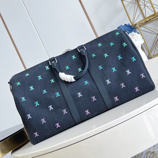 replica KEEPALL BANDOULIERE 50 BAG BLACK BLASON DENIM M13966 UK