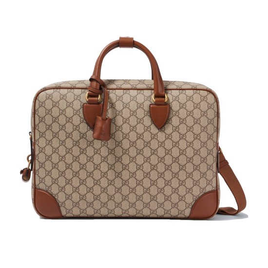 replica GG EMBLEM MEDIUM BRIEFCASE BROWN LEATHER UK