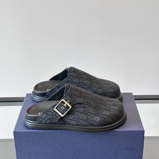 replica AQUA MULES BLACK OBLIQUE JACQUARD - CDS25 UK