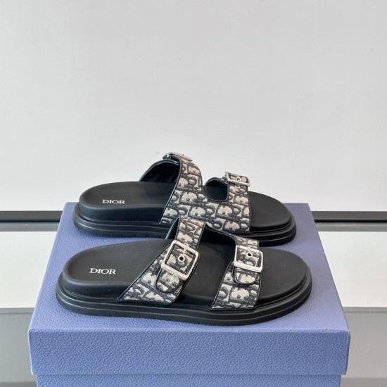 replica AQUA SANDALS BEIGE AND BLACK OBLIQUE JACQUARD - CDS37 UK