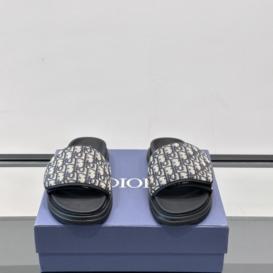 replica AQUA SANDALS BEIGE AND BLACK DI0R OBLIQUE JACQUARD - CDS31 UK