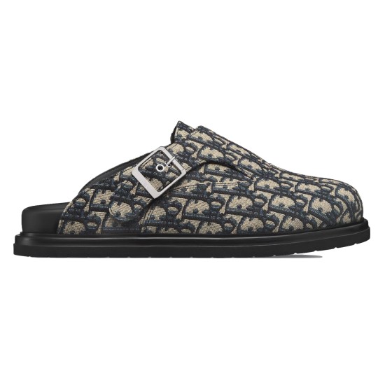 replica AQUA MULES BEIGE AND BLACK OBLIQUE JACQUARD - CDS24 UK