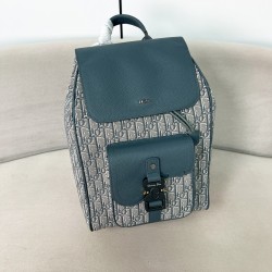 SADDLE BACKPACK WITH FLAP GREY GRAINED CALFSKIN UK