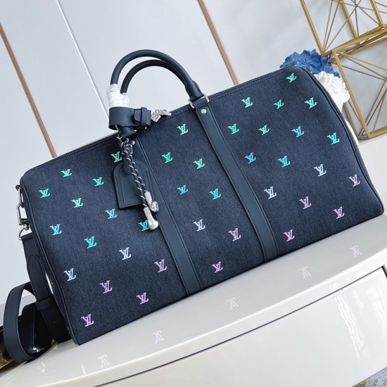 replica KEEPALL BANDOULIERE 50 BAG BLACK BLASON DENIM M13966 UK