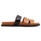 Hermes Brown And Black Sandals Lateral Profile Hermes brown and black sandals side profile view showing adjustable strap and flat sole