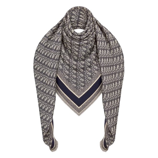 replica OBLIQUE SHAWL NAVY BLUE WOOL SILK AND COTTON UK
